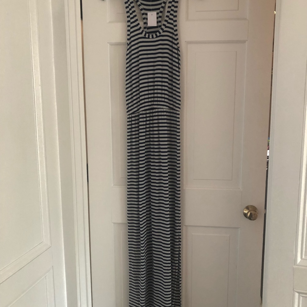 J Crew Striped Maxi Dress - Blue & White